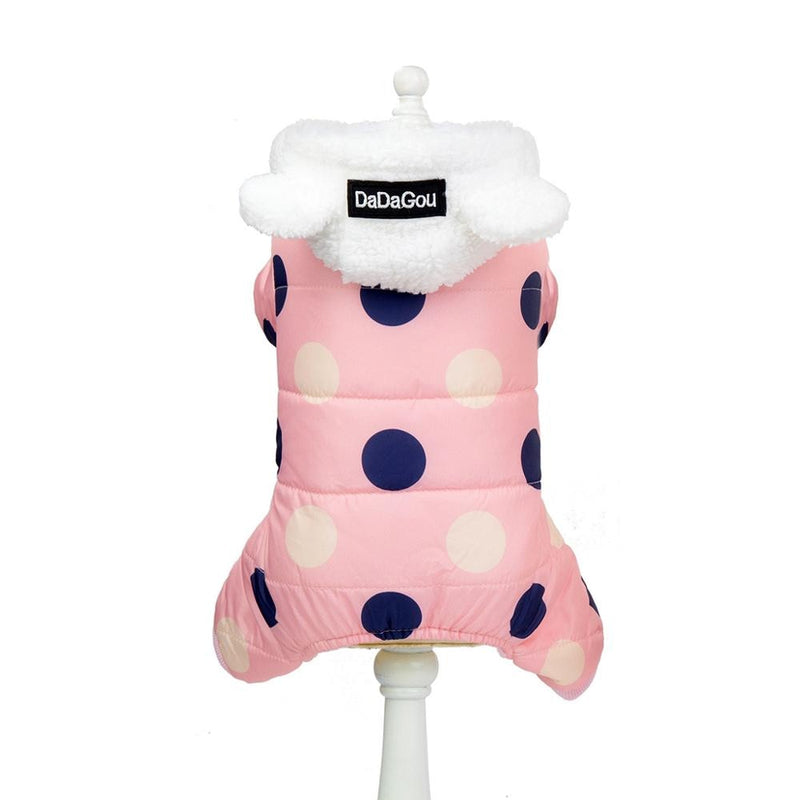 Winter Dog Clothes Hoodie Coat Big Polka Dot Cotton Coat Thicken Dog Winter Warm Clothes for Small Dogs Puppy Pets Hoodies