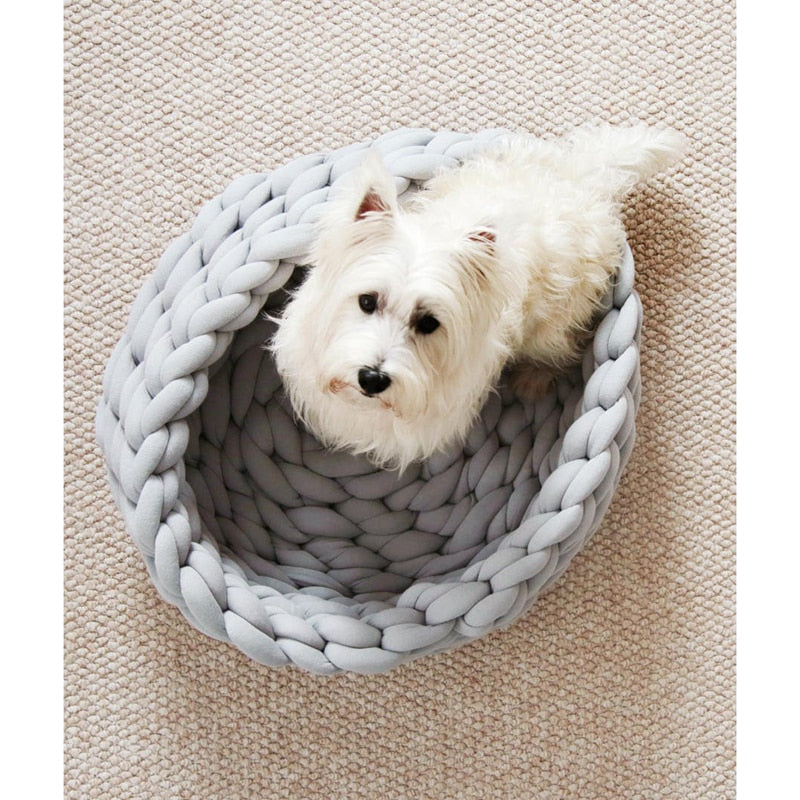 Braided Dog Bed Warming Dog House Soft Pet Nest Kennel Dog Baskets Indoor Sleeping Bag Cat Cage Puppy Cave Bed Sofa Plus Size