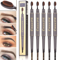 Double Eyebrow Pen with Brush Toothbrush Head Eyebrow Pencil Multifunctional Waterproof Long Lasting Makeup