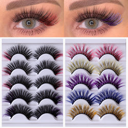 Colorful Fried 5 Pairs Of False Eyelashes Multi-Layer Thick Cross Mink Hair Eyelashes 8D FLUFFY