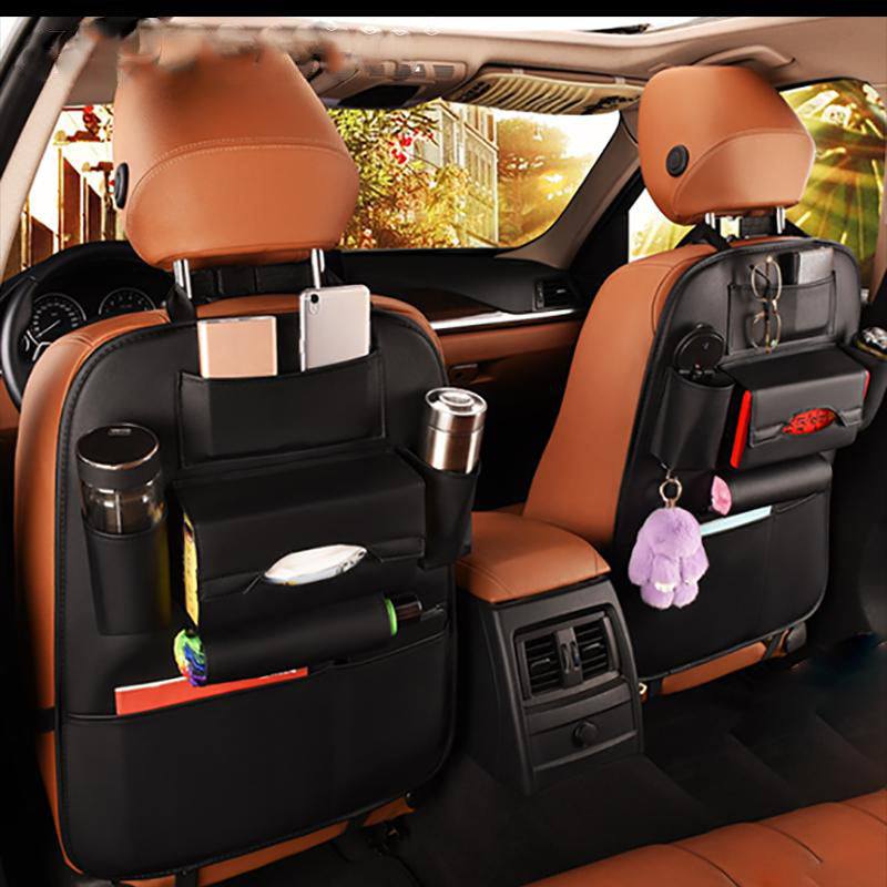 Car Seat Back Storage Bag Organizer Travel Box Pocket PU Leather Universal Stowing Tidying Protector Kids Drink Auto Accessoires