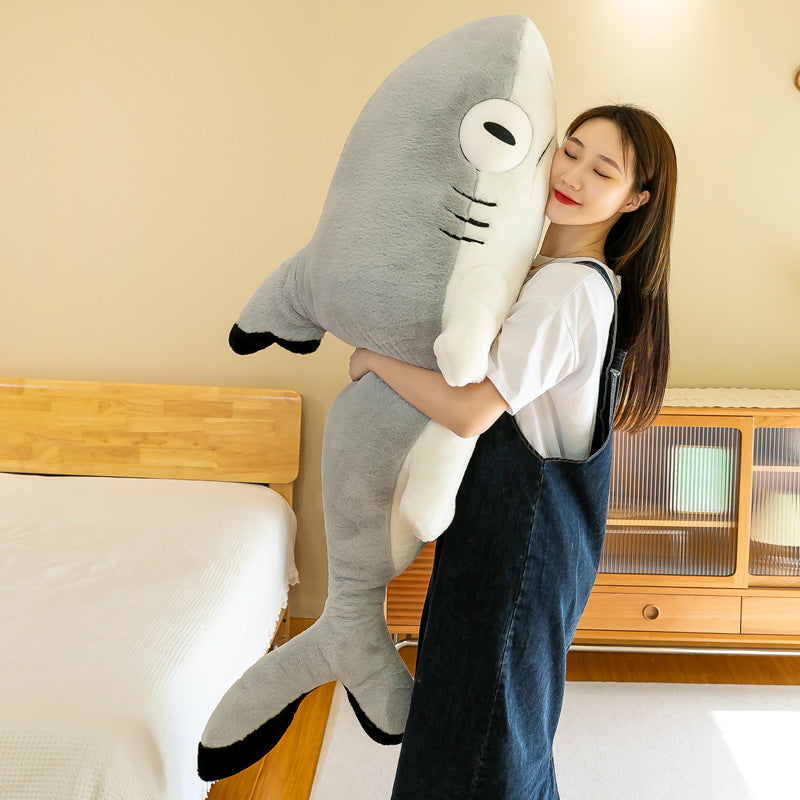 Creative Shark Cat Pillow Plush Toy Cute Comforting Doll Children's Large Sleeping Legs Birthday Gift