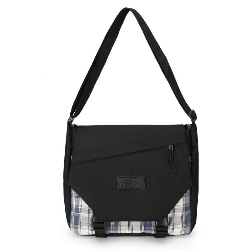 Canvas Bag Women's Fashion Sports Large Capacity One Shoulder Diagonal Plaid Style College Student Cloth Bag