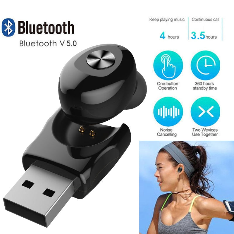 XG12  Mini Bluetooth Wireless Earphone Cordless Headphone USB Magnetic Charging Bluetooth Headset with Mic for iPhone Samsung