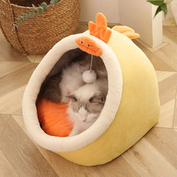 Sweet Cat Bed Warm Pet Basket Cozy Kitten Lounger Cushion Cat House Tent Very Soft Small Dog Mat Bag For Washable Cave Cats Beds