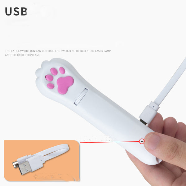 LED Projection Cat Claw Funny Cat Stick USB Charging Cat Supplies Multi-Pattern Six-In-One Infrared