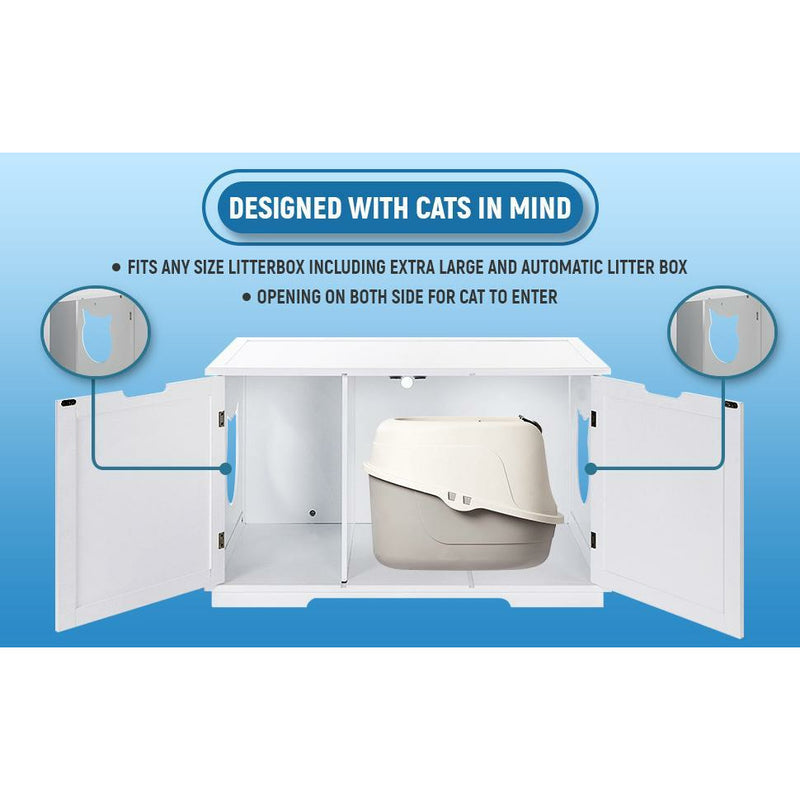 X-Large Cat Washroom Bench Litter Box Enclosure Furniture Box House - Annizon Home Essentials