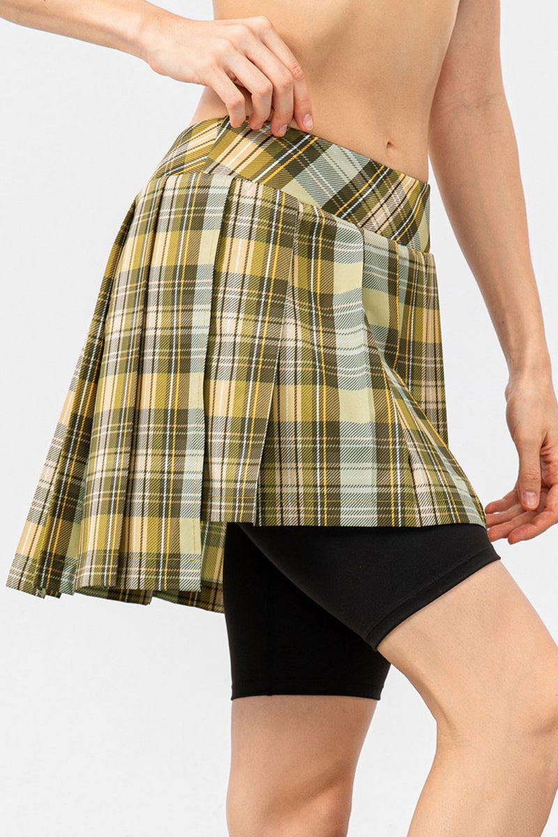 Plaid Faux Layered Sports Culottes