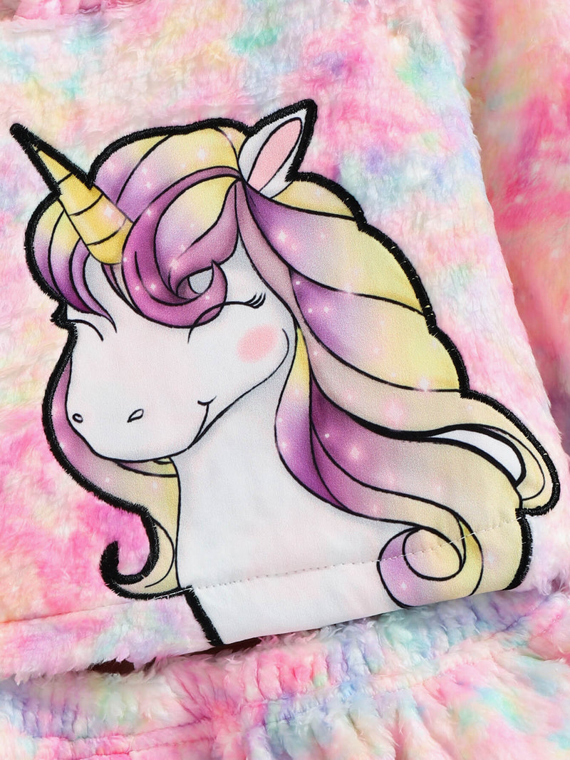 Girls Tie-Dye Unicorn Hoodie and Skirt Set