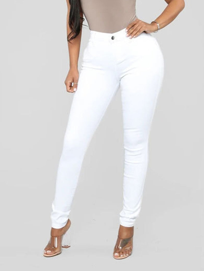 High Waist Stretchy Skinny Jeans, High-Rise Slim Fit Denim Jeans, Women's Denim & Clothing