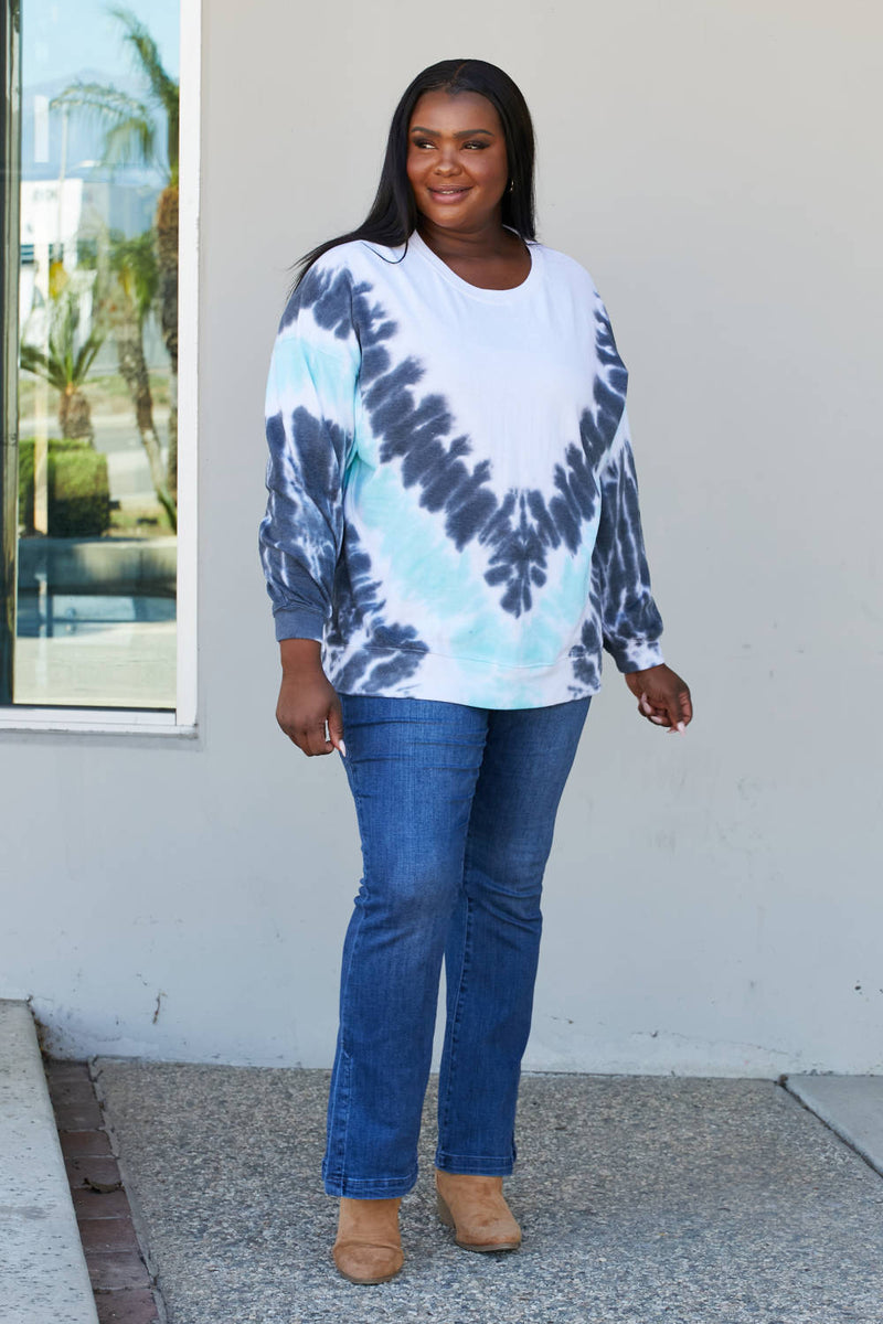 Sew In Love Full Size Tie-Dye Side Slit Sweatshirt