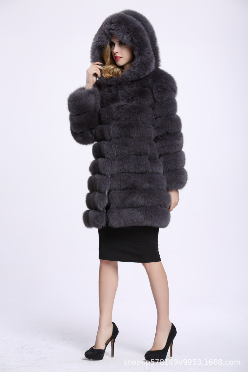 Hoodie plush faux fur coat women  fur winter woman coat  Plus size thick long warm coat outerwear overcoat