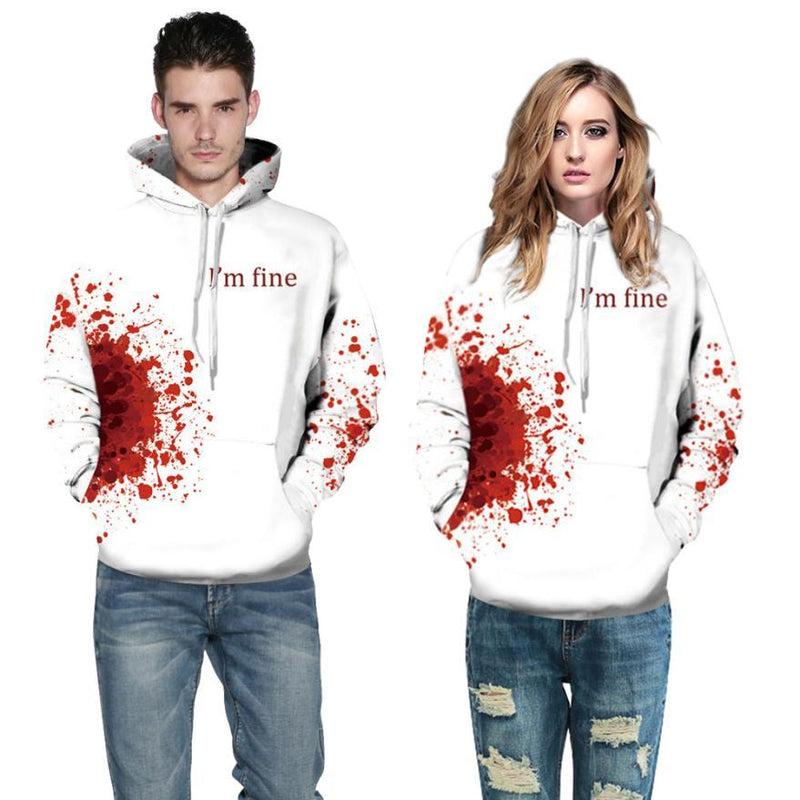 Halloween Women Men Blood 3D Printing Hoodie Sweatshirt