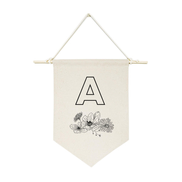 Personalized Floral Monogram Hanging Wall Banner - Annizon Home Essentials