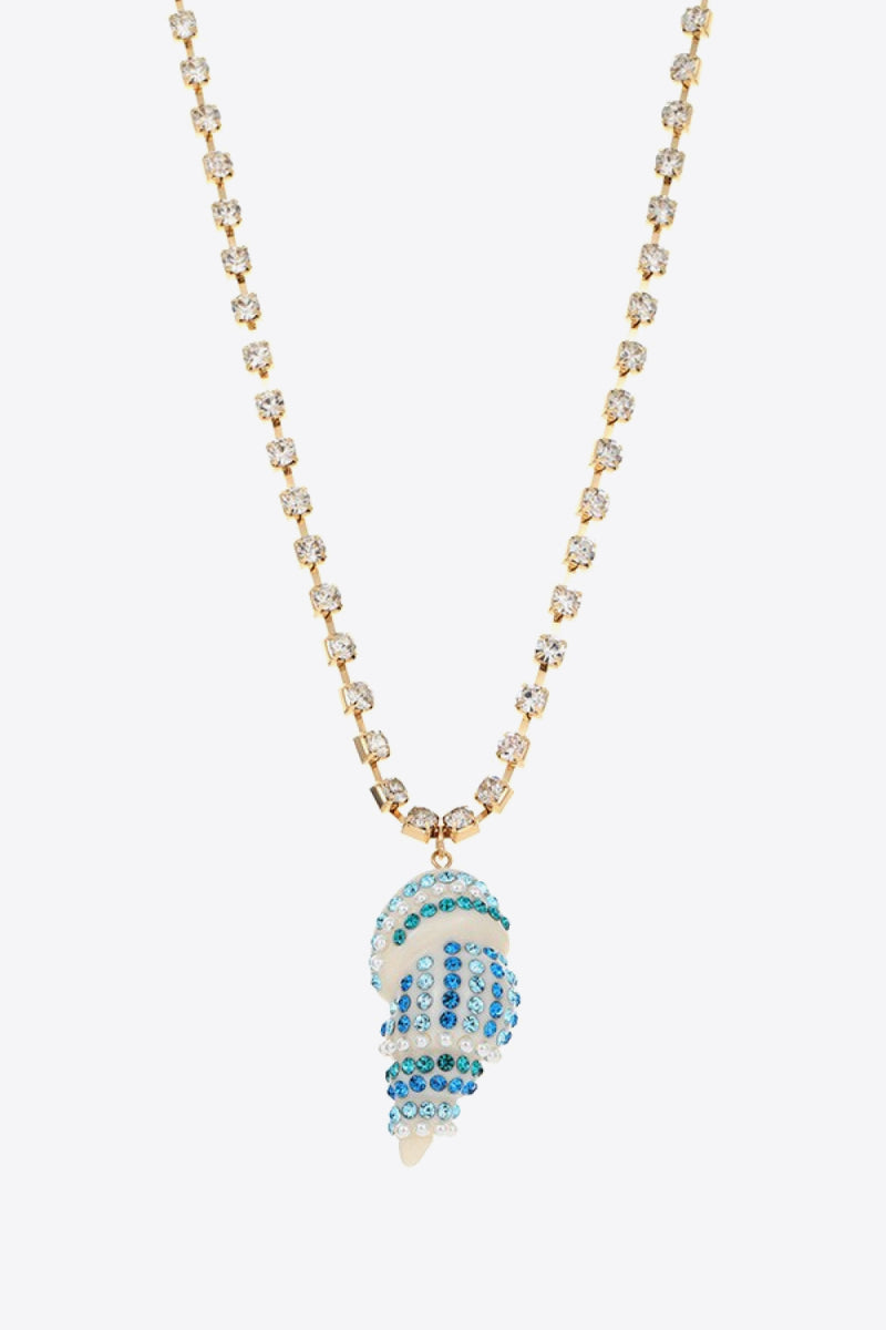 Conch Pendant Rhinestone Necklace