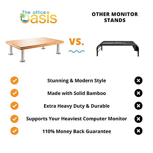 Solid Bamboo Dual Computer Monitor Stand