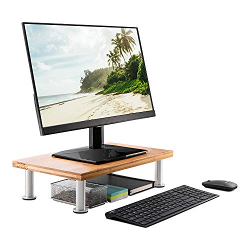 Solid Bamboo Dual Computer Monitor Stand