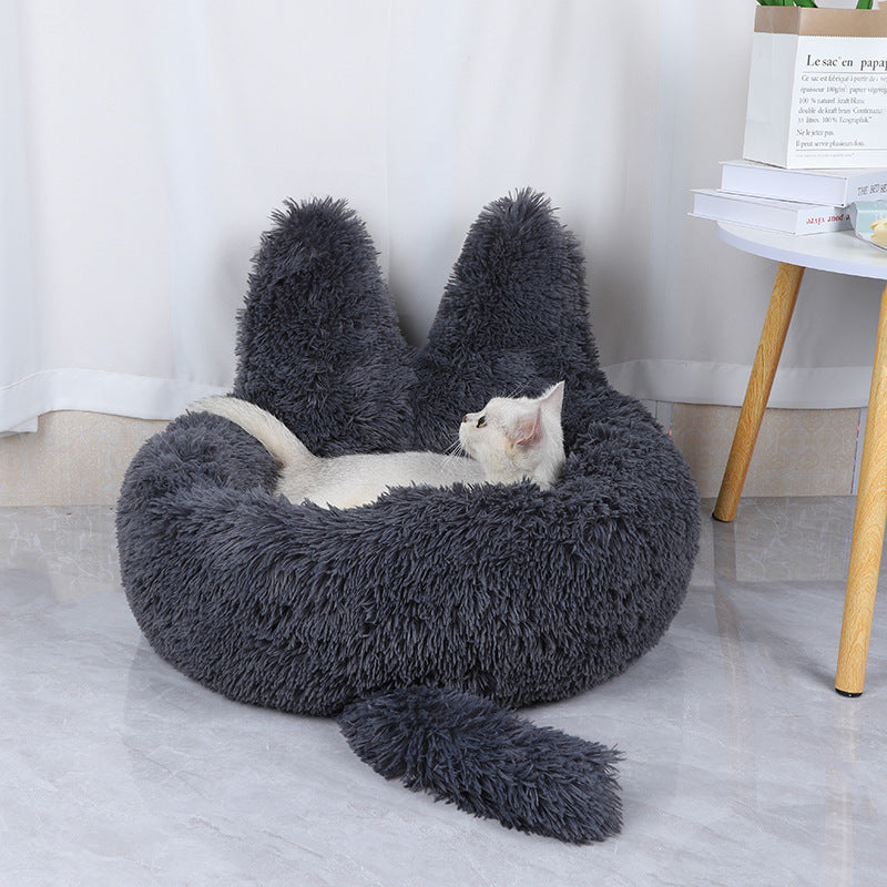 Round Cat House All Season Long Plush Pet House Cat House Warm Pet Supplies Dog Bed Pet Bed Pet Mat