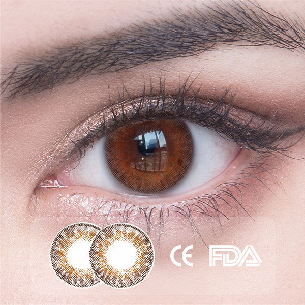 1Pcs FDA Certificate Eyes Beautiful Pupil Colorful Girl Cosplay Contact Lenses Brown(0-600°）