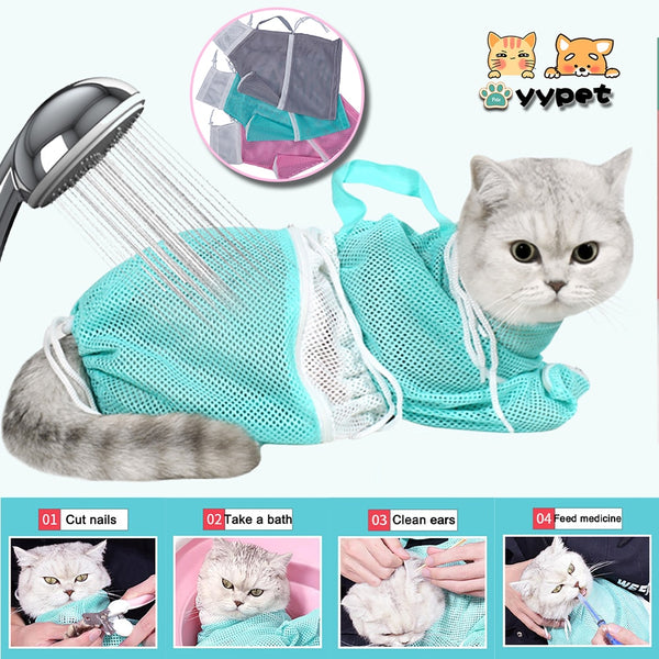 Mash Cat Grooming Bag Polyester Wash Bag Cat Accessories Pet Products Cleaning Supplies Dog Carrier Nail NailS Adjustable Bath