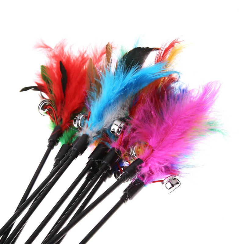 5Pcs Cat Toys Soft Colorful Cat Feather Bell Rod Toy for Cat Kitten Funny Playing Interactive Toy