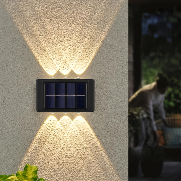 1pc Solar Waterproof Wall Light For Outdoor Decoration, 6 LED Lights, Wall Light For Courtyard, Street, Landscape, Garden