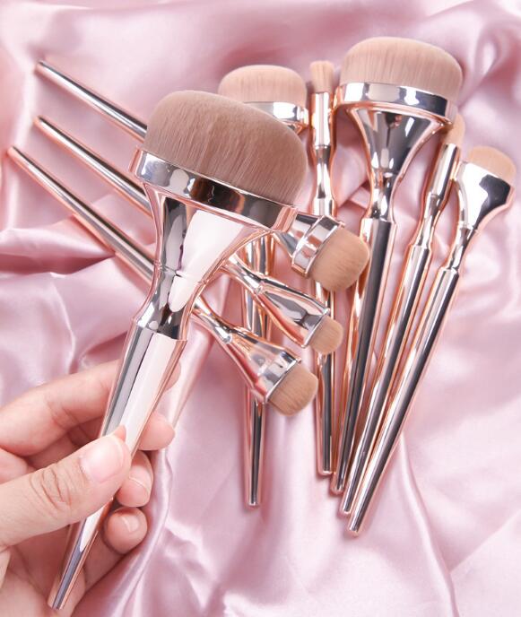 9 PCS Makeup Brushes Set Rose Golden Beauty Cosmetic Tool
