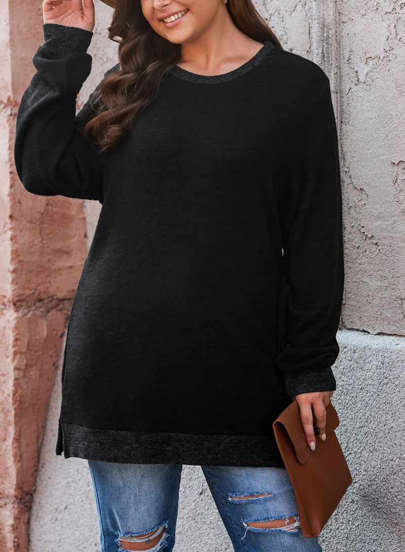 Plus Size Side Slit Sweatshirt