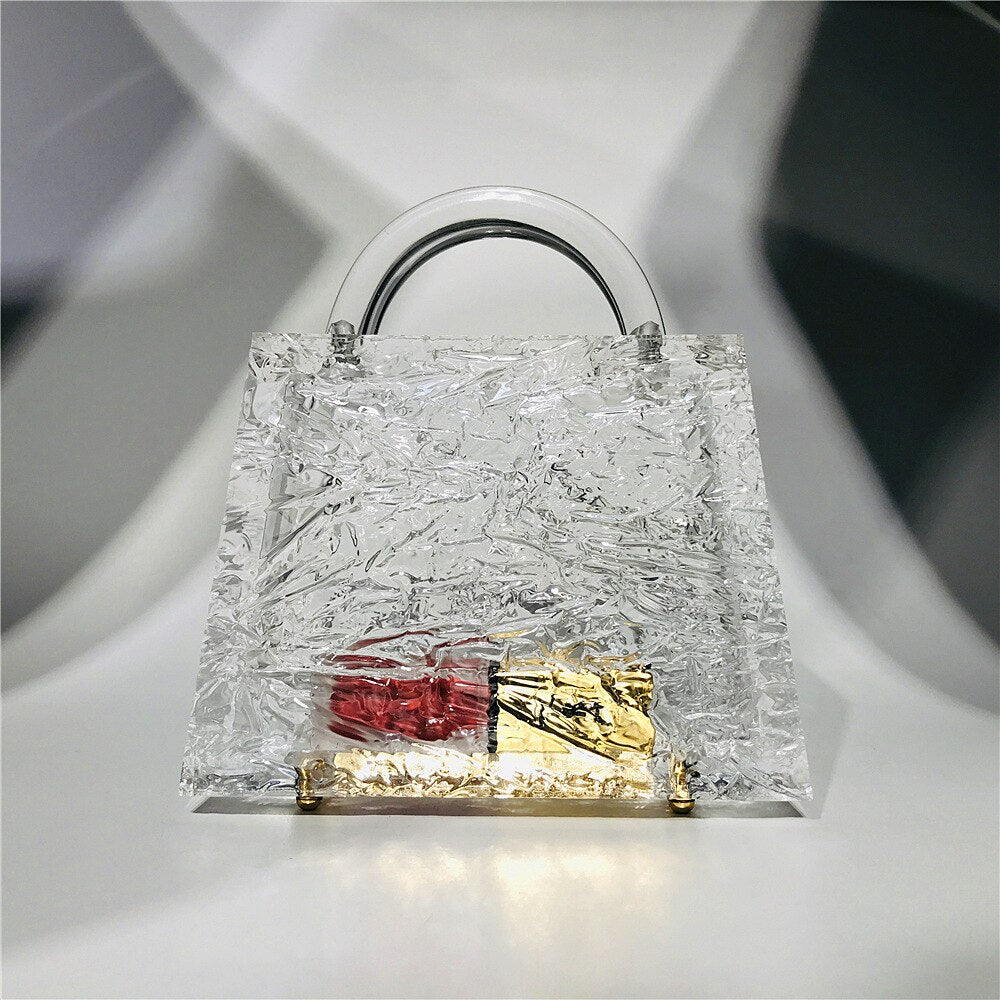 Clear Acrylic Box Evening Bag Women Summer Top Handle Dinner Clutch Purses Ladies Transparent Crystal Handbag High Quality