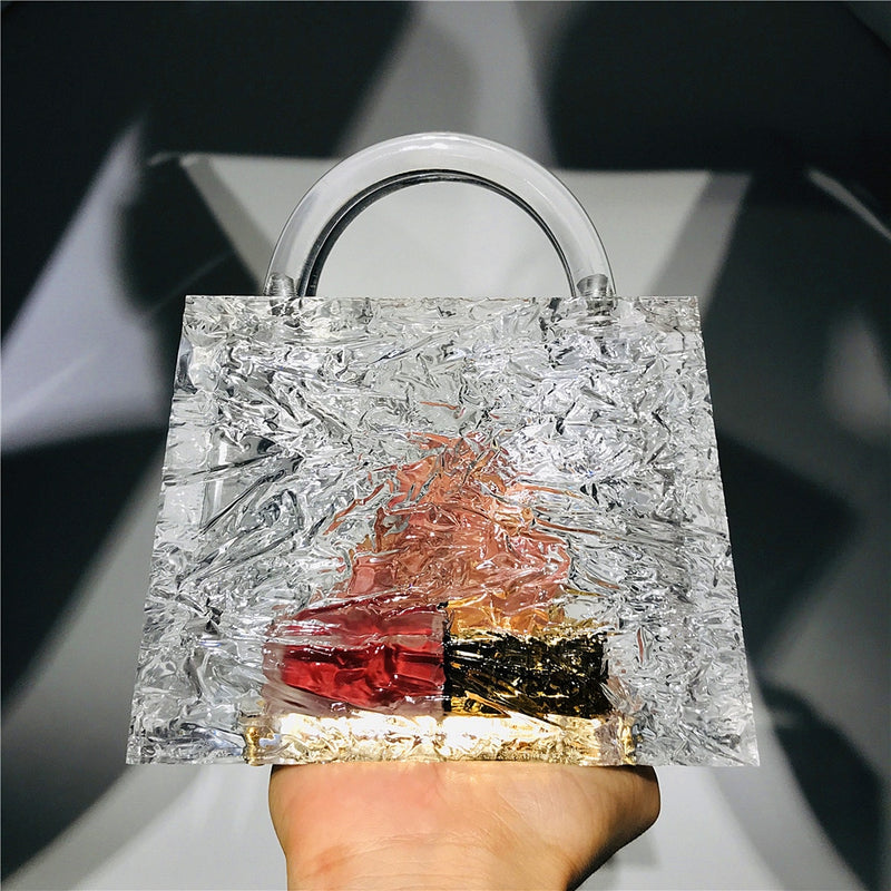 Clear Acrylic Box Evening Bag Women Summer Top Handle Dinner Clutch Purses Ladies Transparent Crystal Handbag High Quality