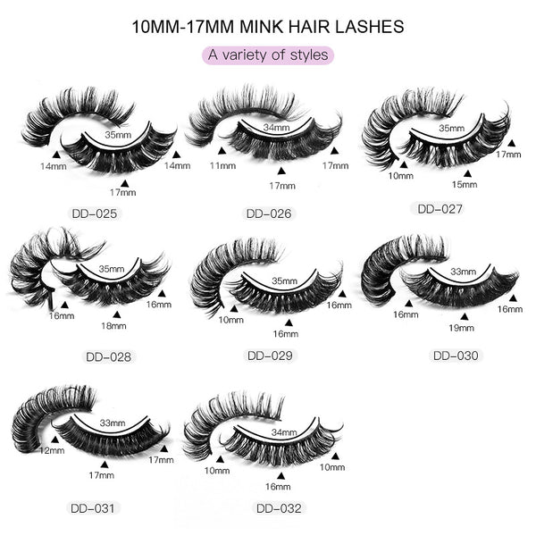 New DD Russian Large Roll Grafting Free False Eyelashes 10 Pairs Of Multi-Layer Thick Cross Mink Like Eyelashes