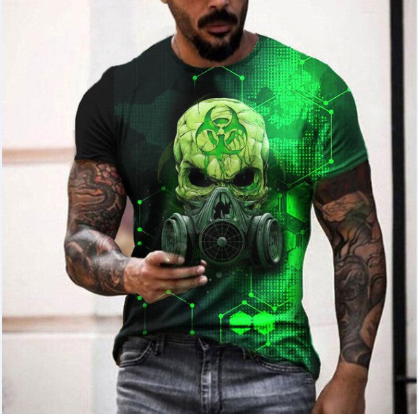 Men's Casual Round Neck Short Sleeve 3D Digital Printing Slim Pullover Men's T-Shirt