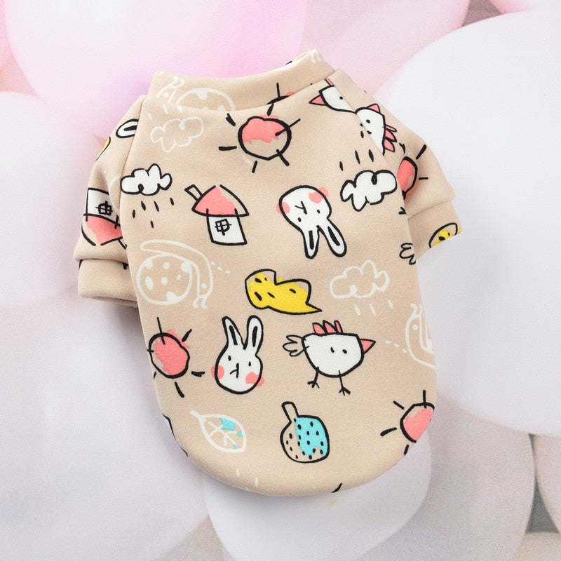 Pet Dog Costume Cute Animal Printed Pet Coat Cotton Soft Pullover Dog Shirt Jacket Sweatshirt Cat Sweater Pets Clothing Outfit