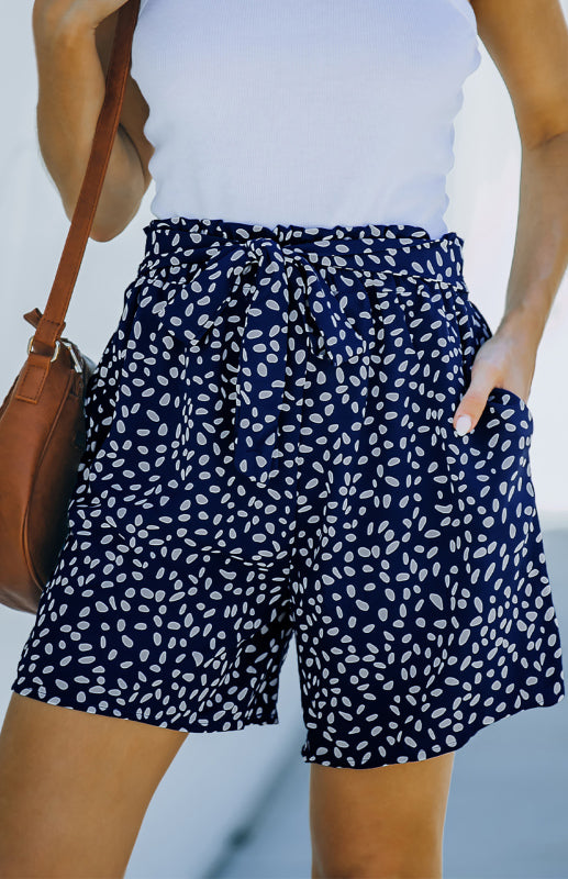 Women's Spotted Print Loose Casual High Waist Shorts