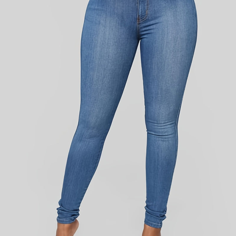 High Waist Stretchy Skinny Jeans, High-Rise Slim Fit Denim Jeans, Women's Denim & Clothing