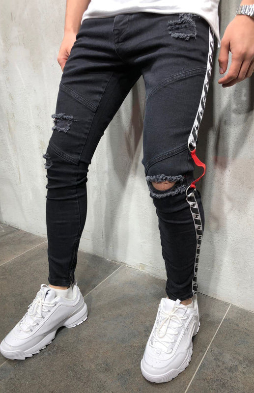 Men's Fashion Frayed Slim Fit Long Jeans