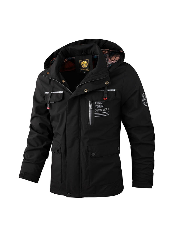 Men's Fashion Casual Windbreaker Bomber Jacket Coat, Autumn Outdoor Waterproof Sports Jacket