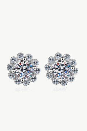 1 Carat Moissanite Floral-Shaped Stud Earrings