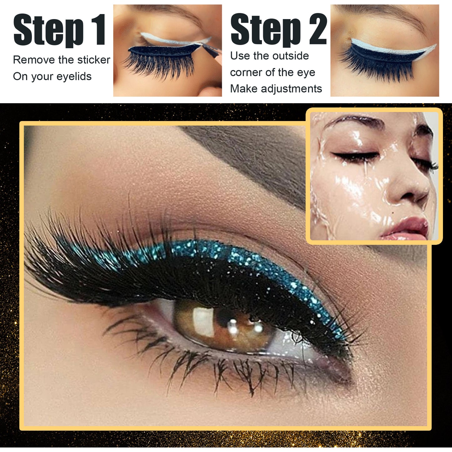 New Glitter Self-Adhesive Eyeliner Eyeshadow Sticker Double Eyelid False Eyelashes Waterproof Party Eye Makeup Sticker
