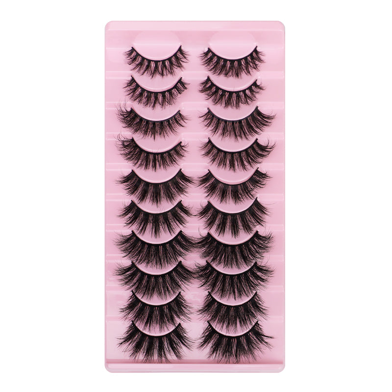 10 Pairs Of Messy Thick Imitation Mink Hair False Eyelashes 3D Stereo Realistic European And American Fried Hair False Eyelashes