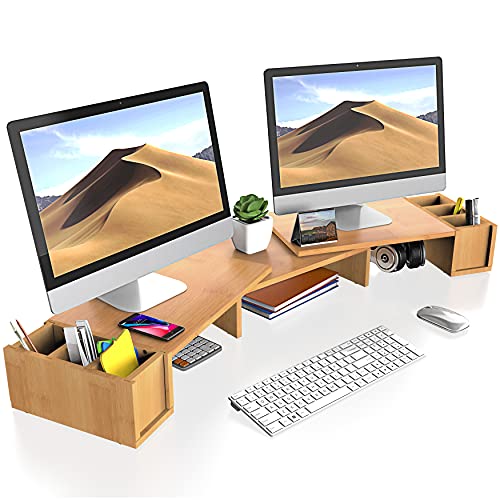 Dual Monitor Stand Riser with Storage