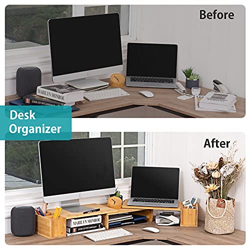 Dual Monitor Stand Riser with Storage