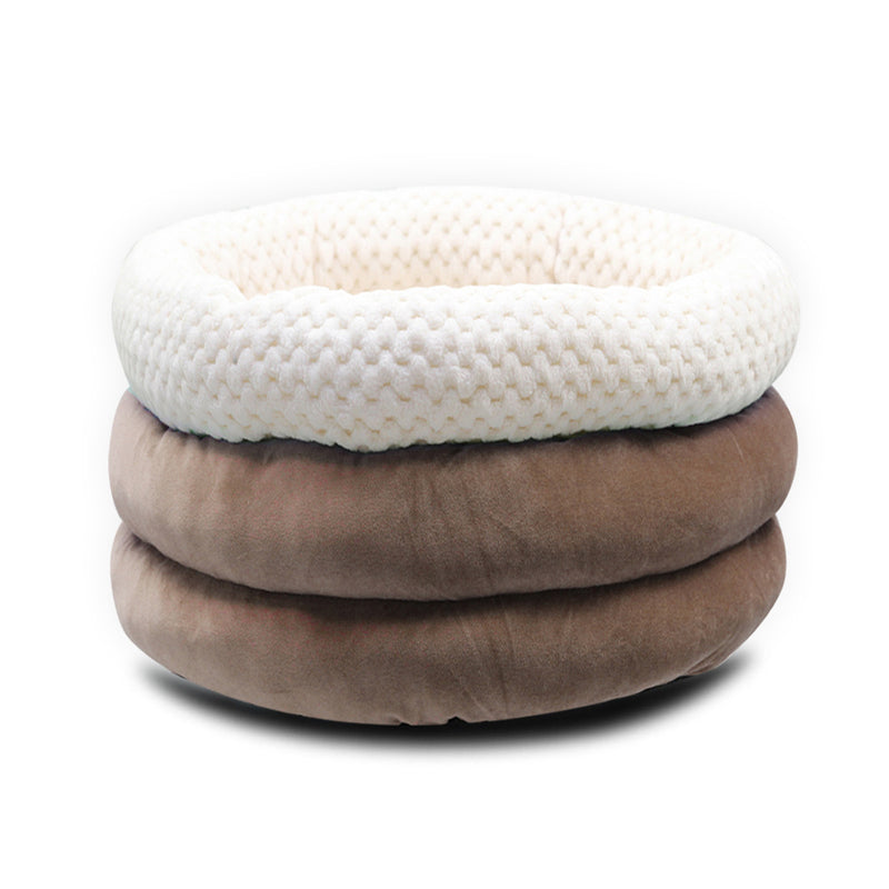 Winter Pet Deep Sleep Bed Semi-Enclosed Round Ice Velvet Pet Bed Comfortable Soft Warm Cat Bed Dog Bed