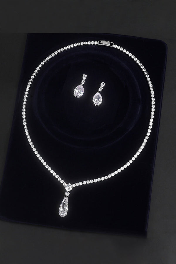 Cubic Zirconia Pendant Necklace and Earrings Set