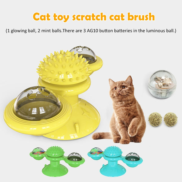 Pet Toys For Cats Dogs Turntable Puzzle Catnip Glowing Ball Interactive Rotatable Windmill Kitten Cat Toy Play Game Cat Supplies