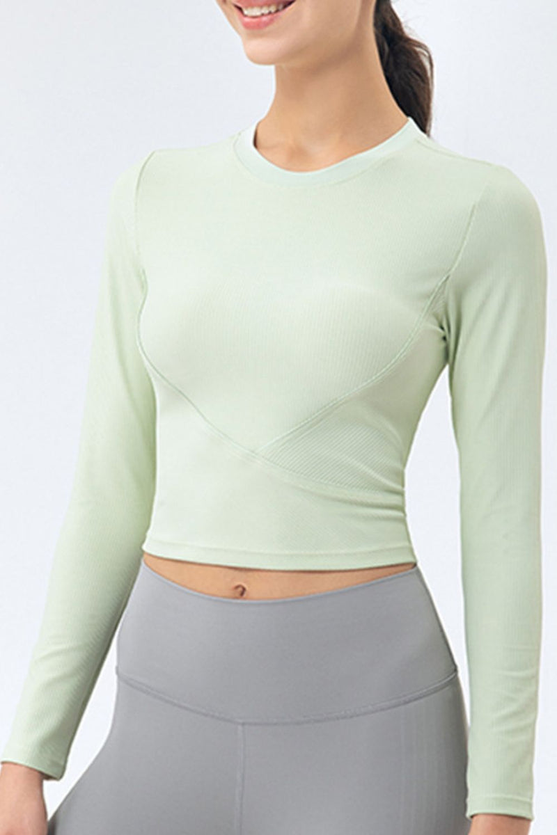 Crisscross Ribbed Cropped Sports Top