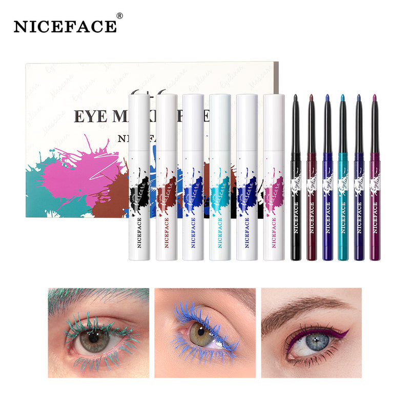 NICEFACE Mascara + Eyeliner Slender Curling Waterproof Sweat-Proof And Not Smudged Eyeliner Gel Pen