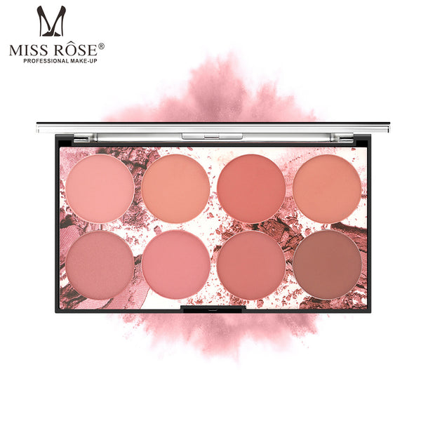 Miss Rose Eight Color Blush Palette Matte Long Lasting Sun Red Natural Skin Tone Nude Makeup Portable Blush Rouge Palette