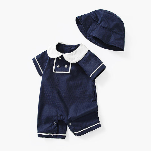 Infant Children's Clothing Summer Japanese College Style Cute Doll Collar Baby Romper Short Sleeve Romper Baby One Piece