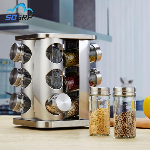 12Pc Kitchen Spice Jars Storage Set